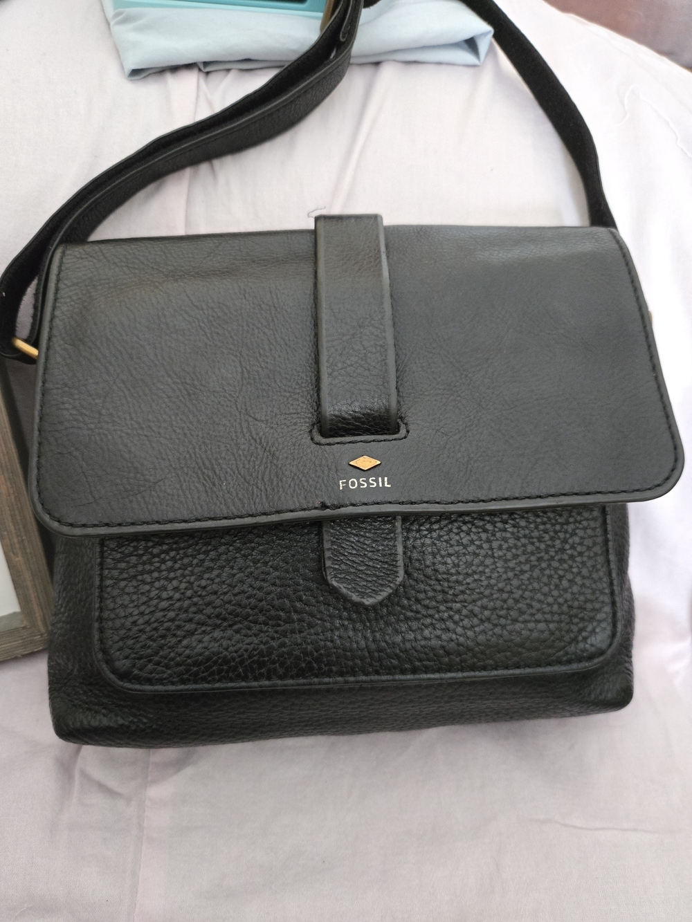 Fossil Black Leather Crossbody Bag